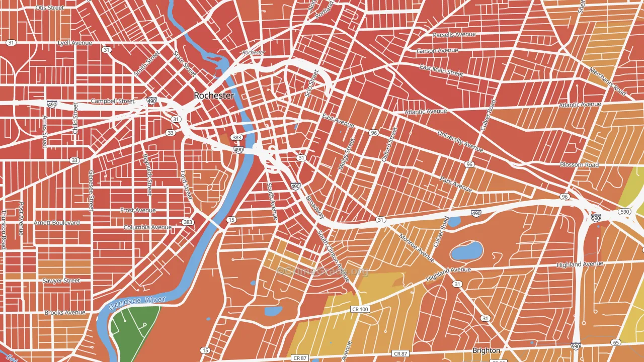 Pearl-Meigs-Monroe, Rochester, NY Map of Burglary Rates
