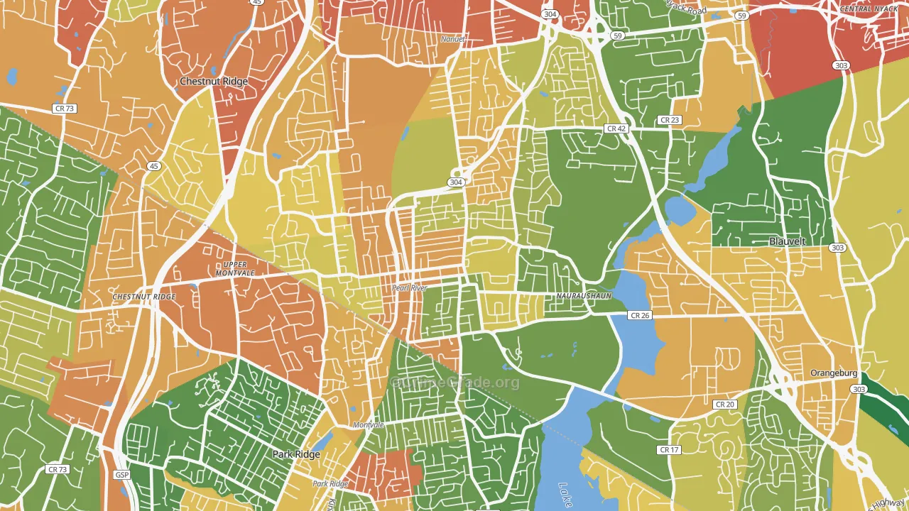 Pearl River, NY Map of Burglary Rates