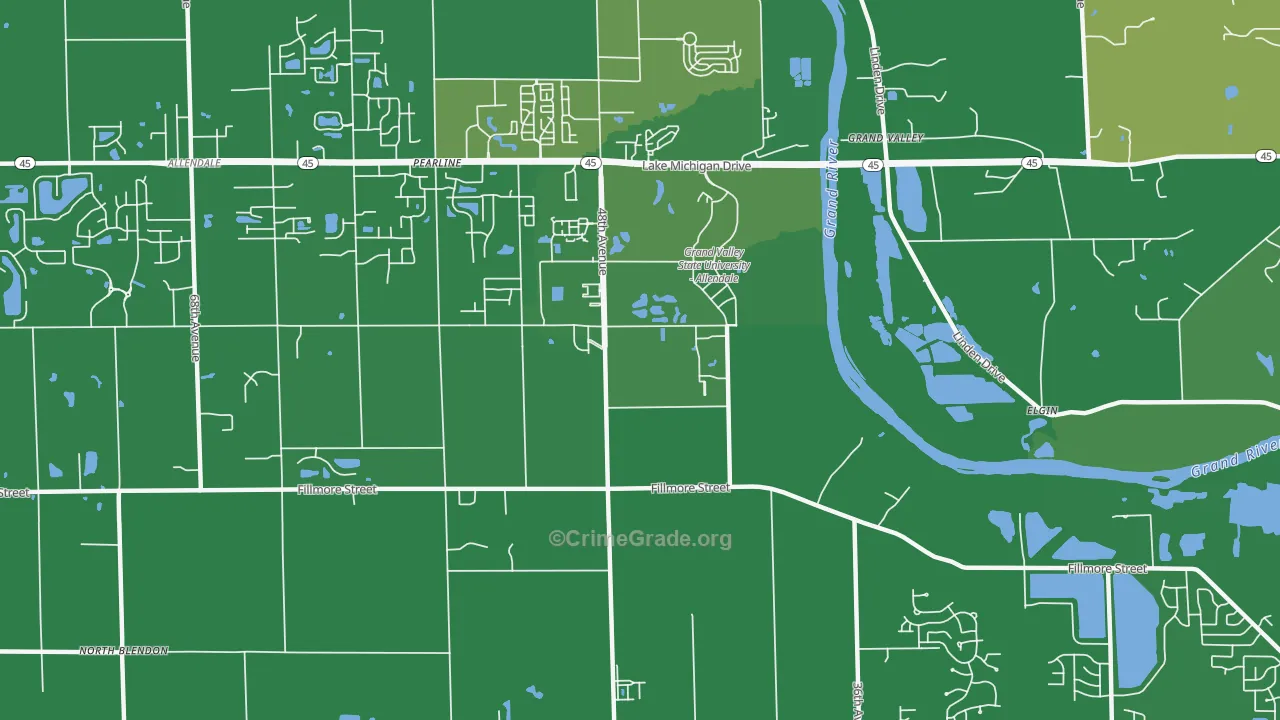Pearline, MI Map of Burglary Rates