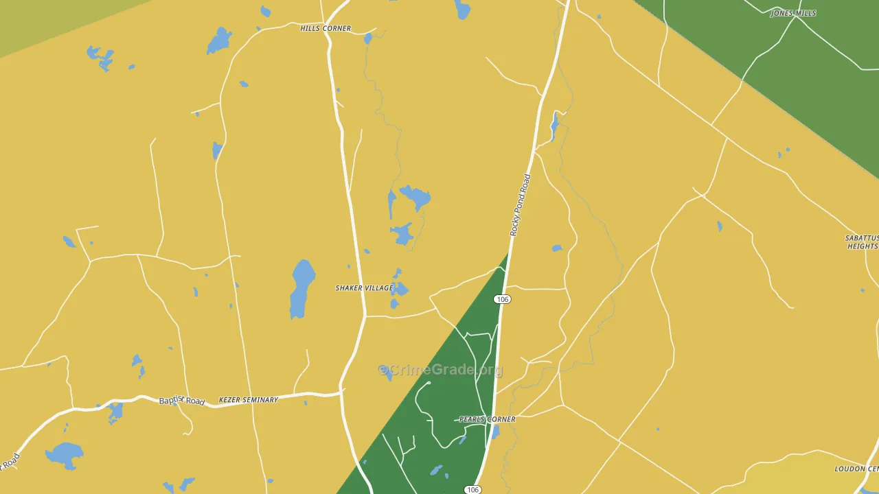 Pearls Corner, NH Map of Burglary Rates