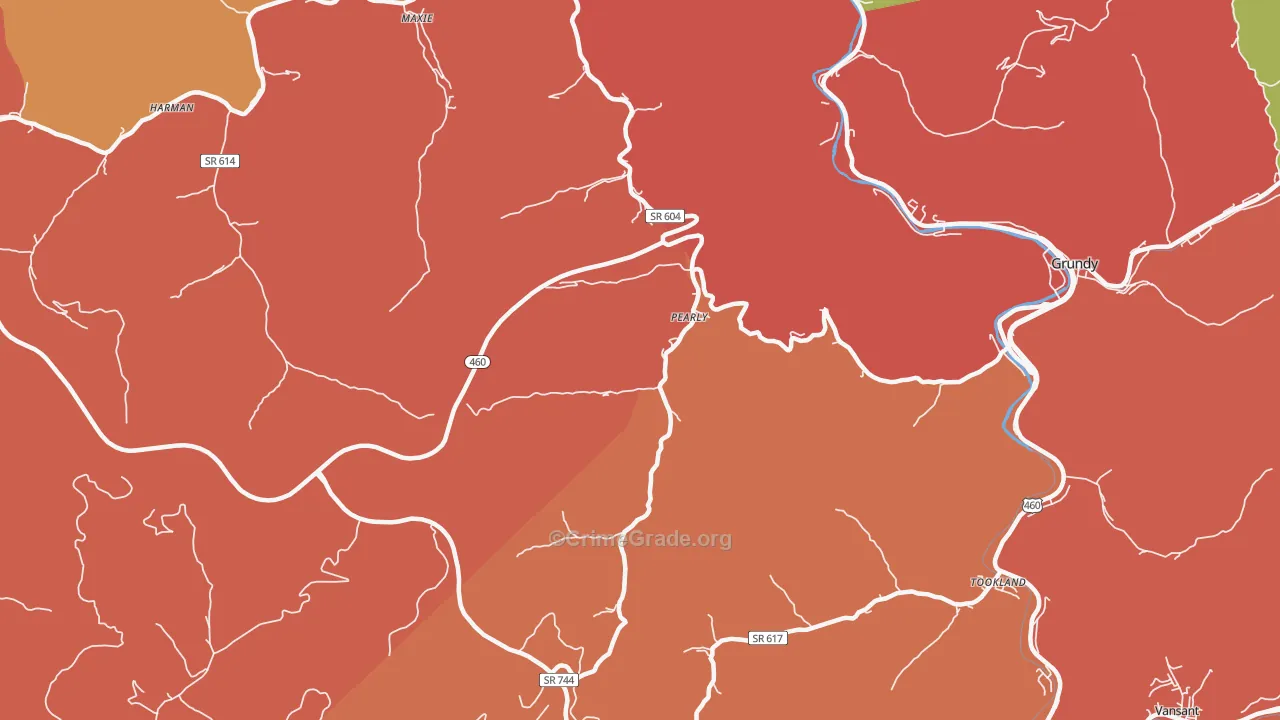 Pearly, VA Map of Burglary Rates