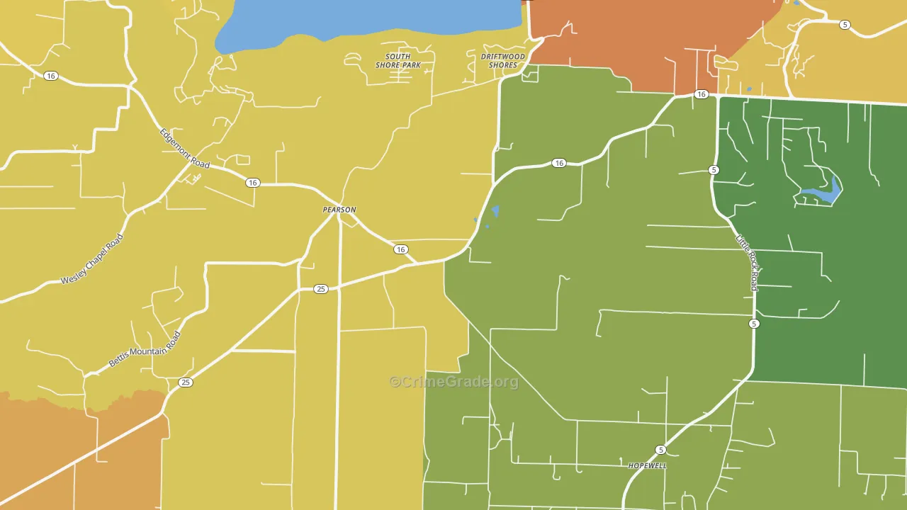 Pearson, AR Map of Burglary Rates