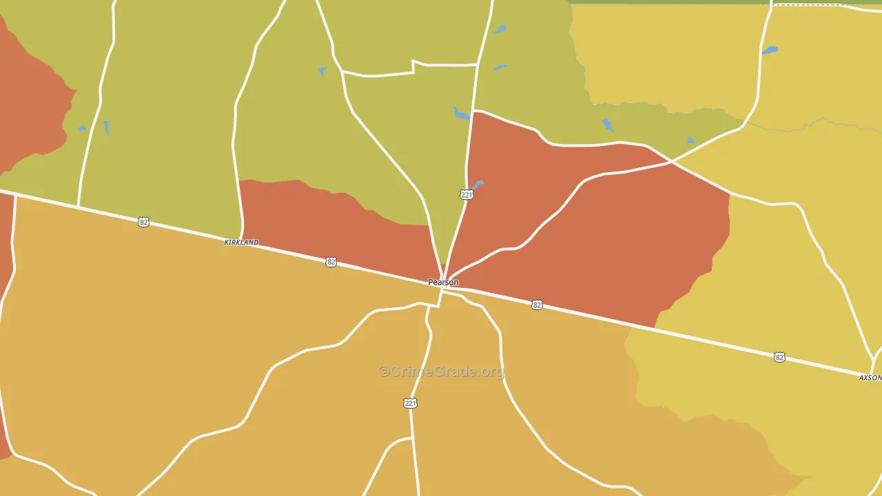 Pearson, GA Map of Burglary Rates