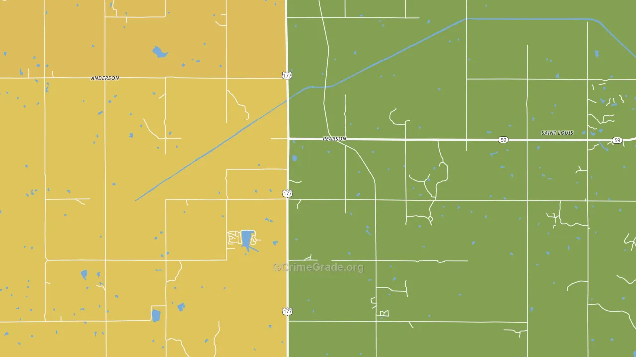 Pearson, OK Map of Burglary Rates