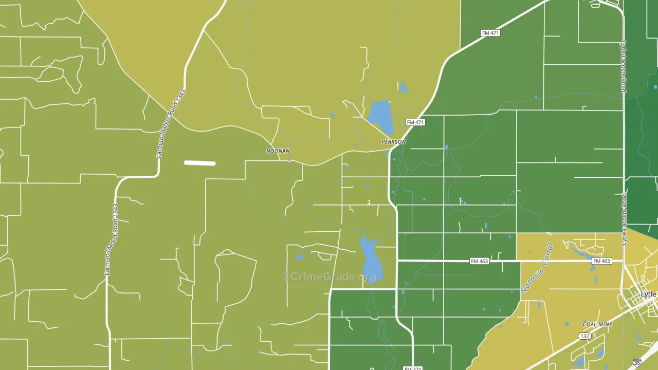 Pearson, TX Map of Burglary Rates
