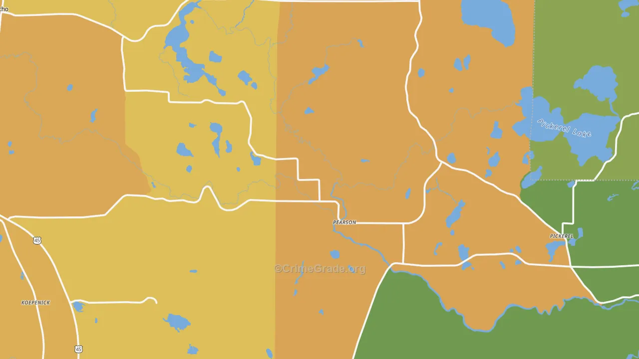 Pearson, WI Map of Burglary Rates