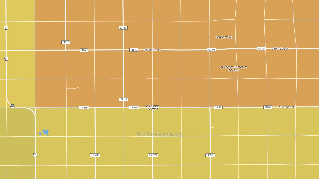 Pearsons Corner, SD Map of Burglary Rates