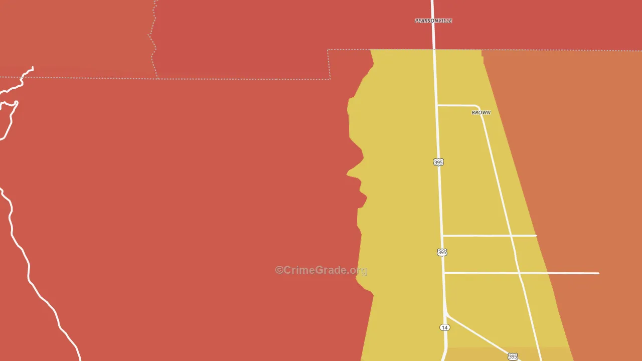 Pearsonville, CA Map of Burglary Rates