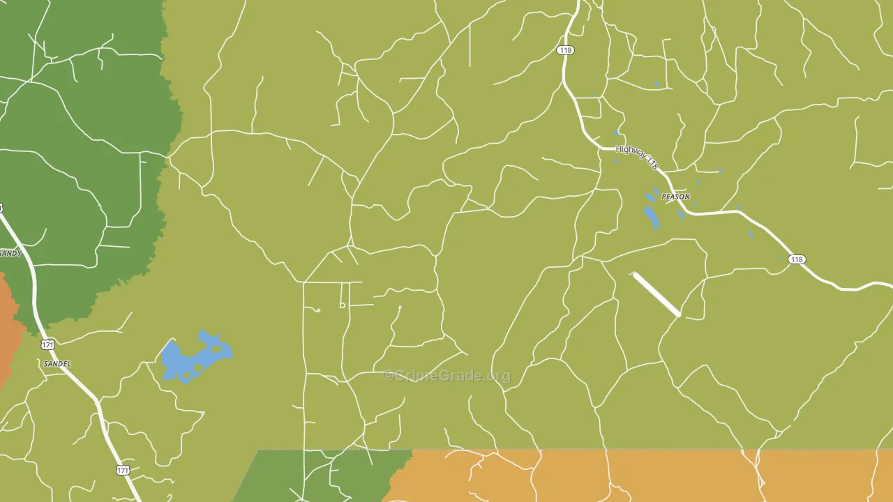 Peason, LA Map of Burglary Rates