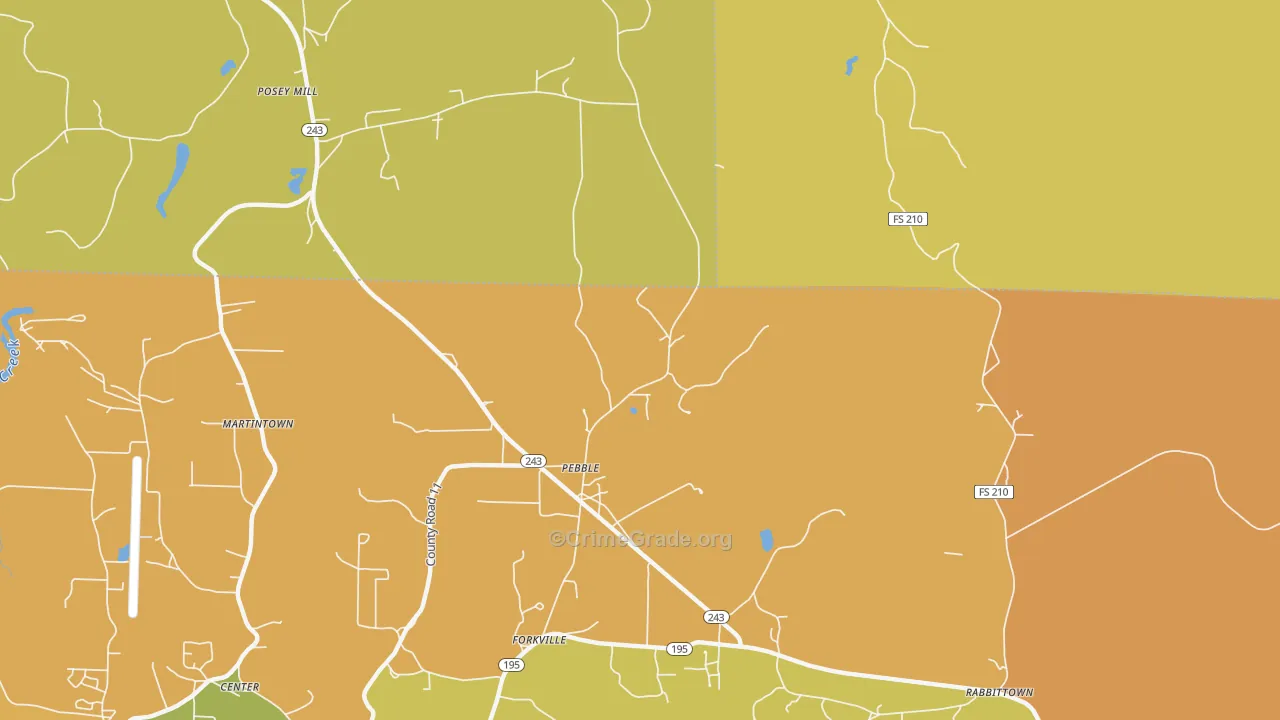 Pebble, AL Map of Burglary Rates
