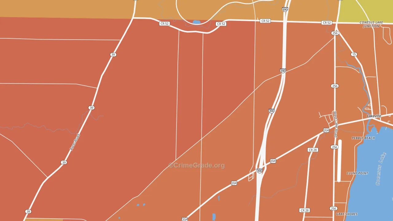 Pebble Beach, NY Map of Burglary Rates