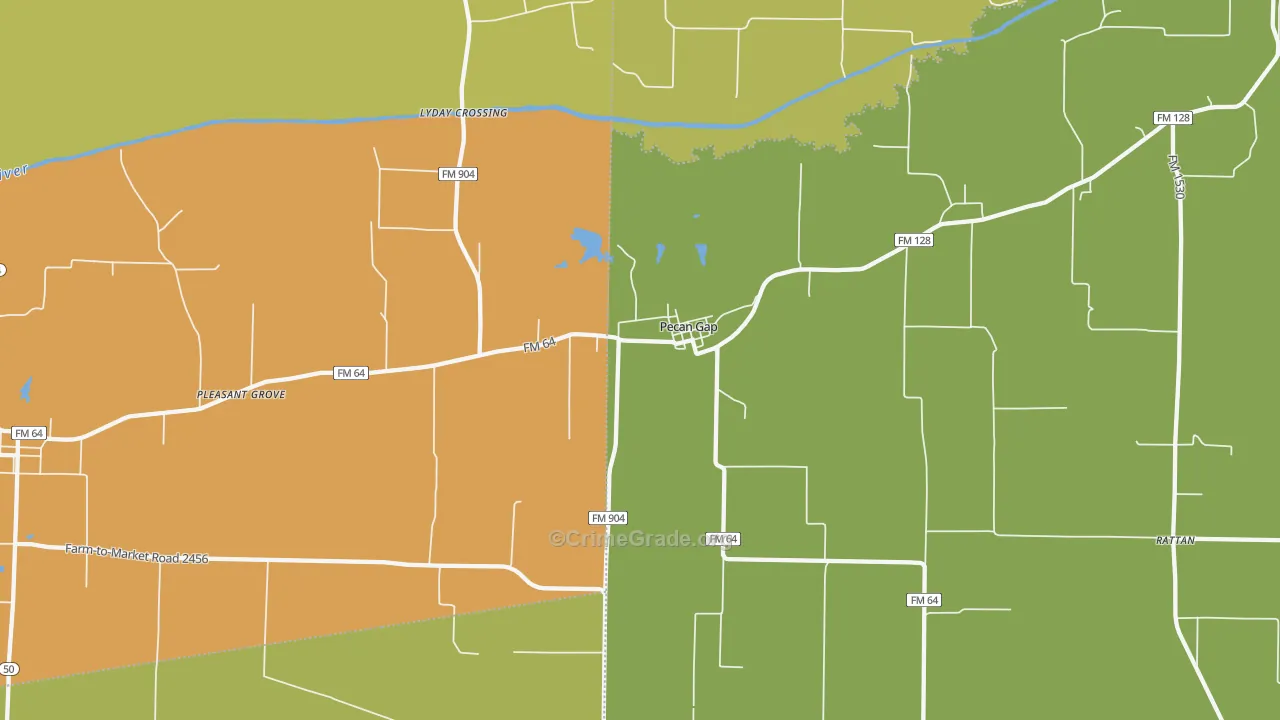 Pecan Gap, TX Map of Burglary Rates