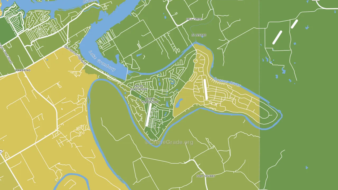 Pecan Plantation, TX Map of Burglary Rates