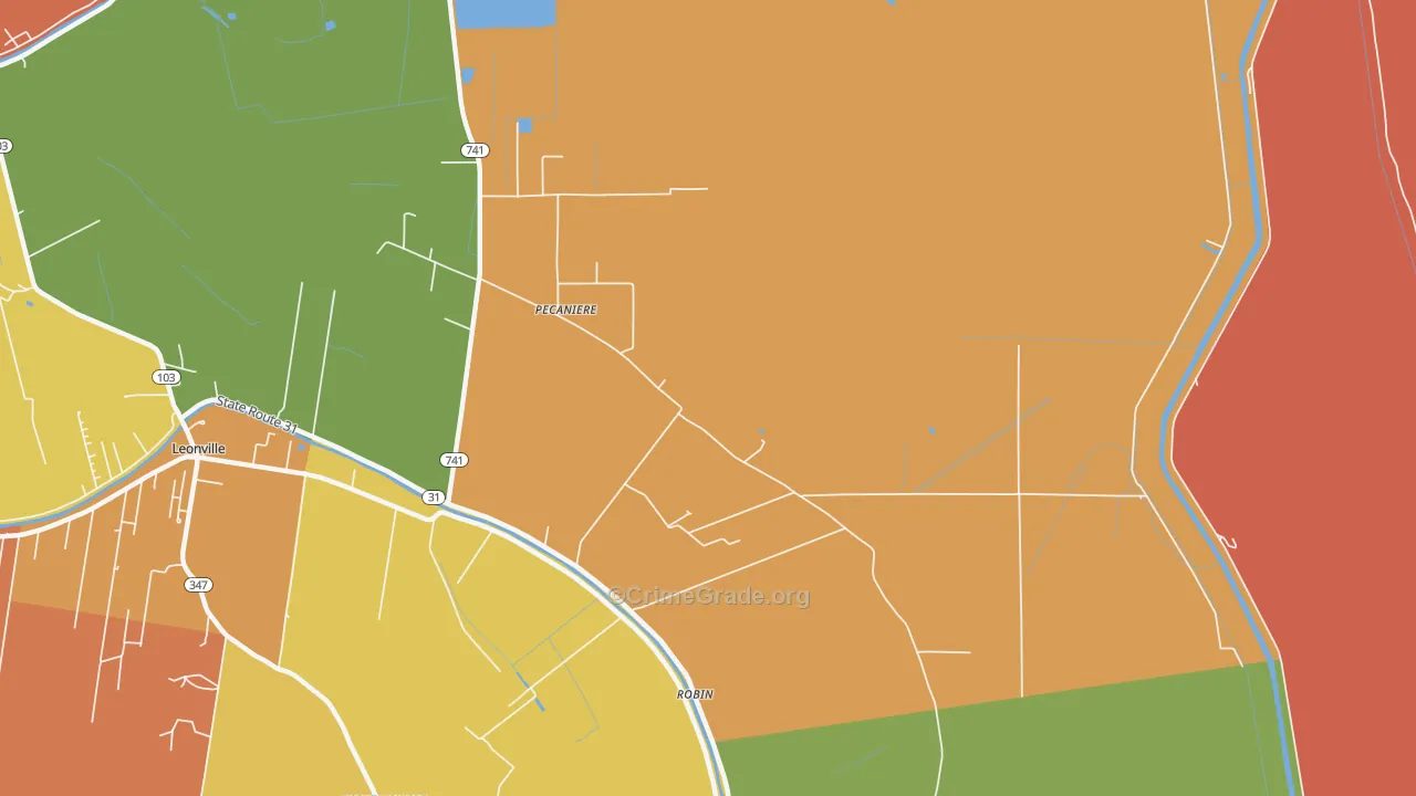Pecaniere, LA Map of Burglary Rates