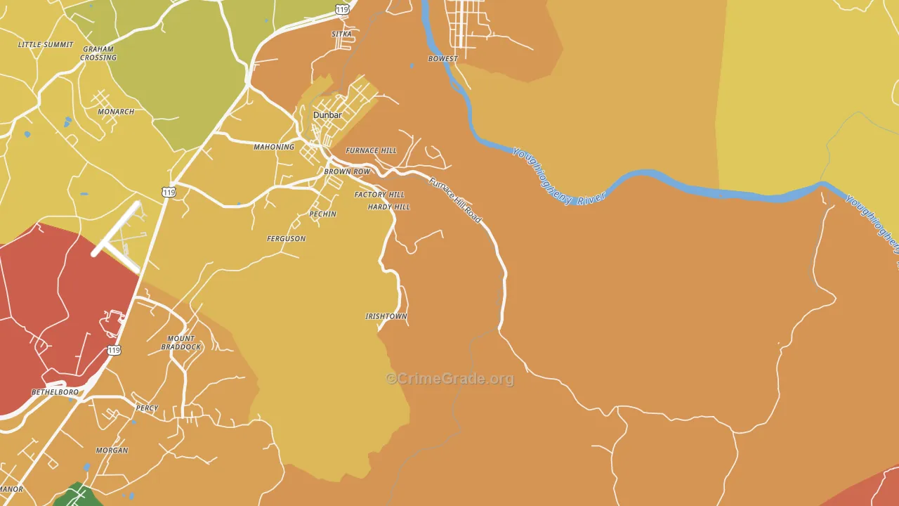 Pechin, PA Map of Burglary Rates
