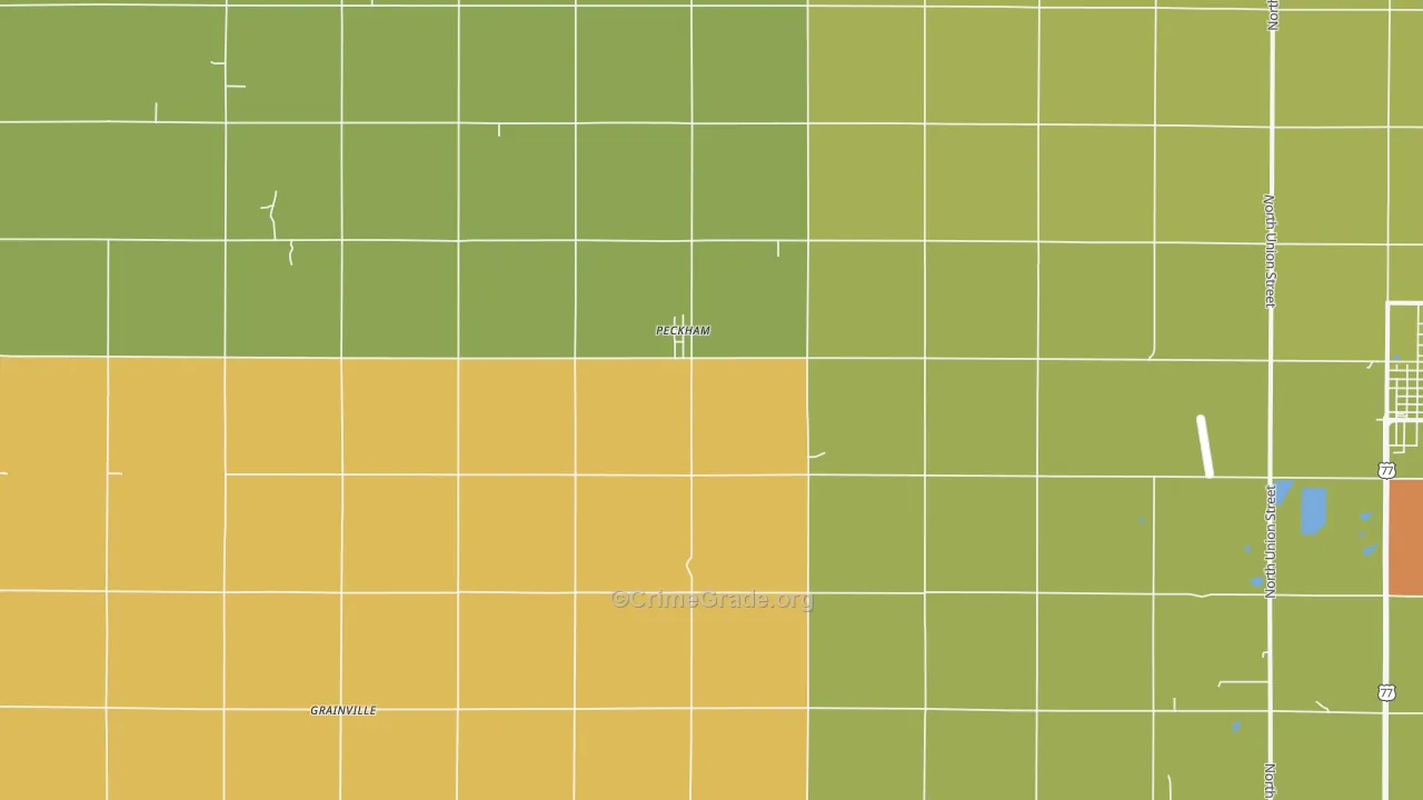 Peckham, OK Map of Burglary Rates