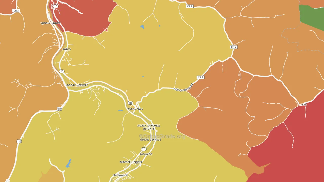 Pecks Mill, WV Map of Burglary Rates