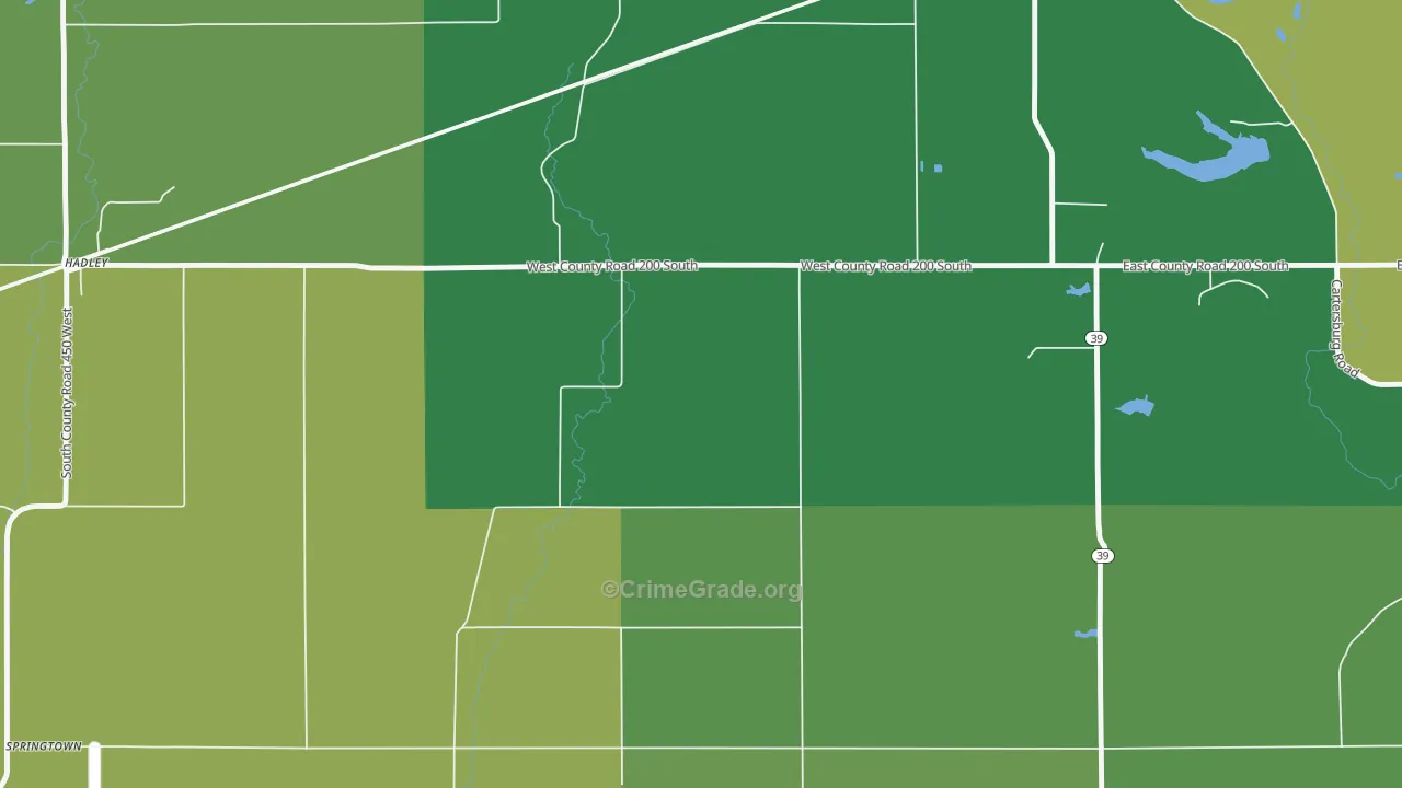 Pecksburg, IN Map of Burglary Rates