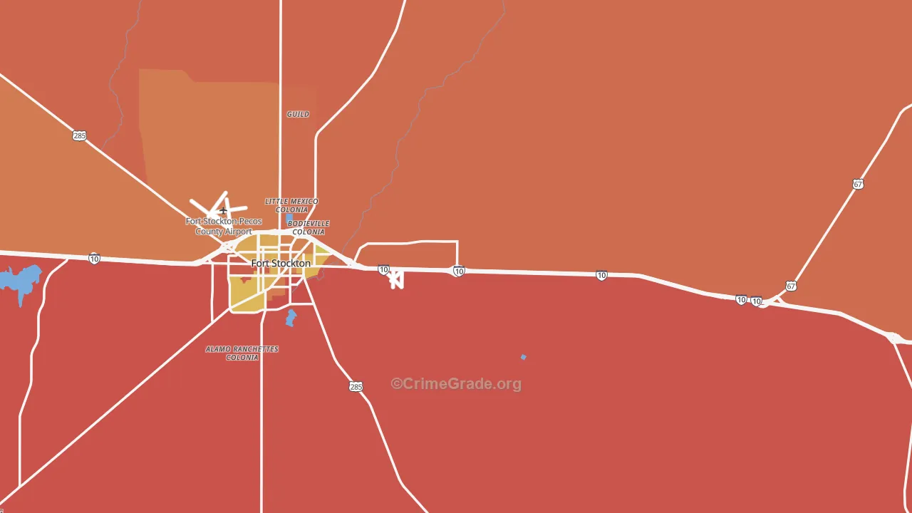 Pecos County, TX Map of Burglary Rates