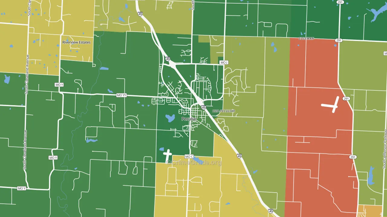 Peculiar, MO Map of Burglary Rates