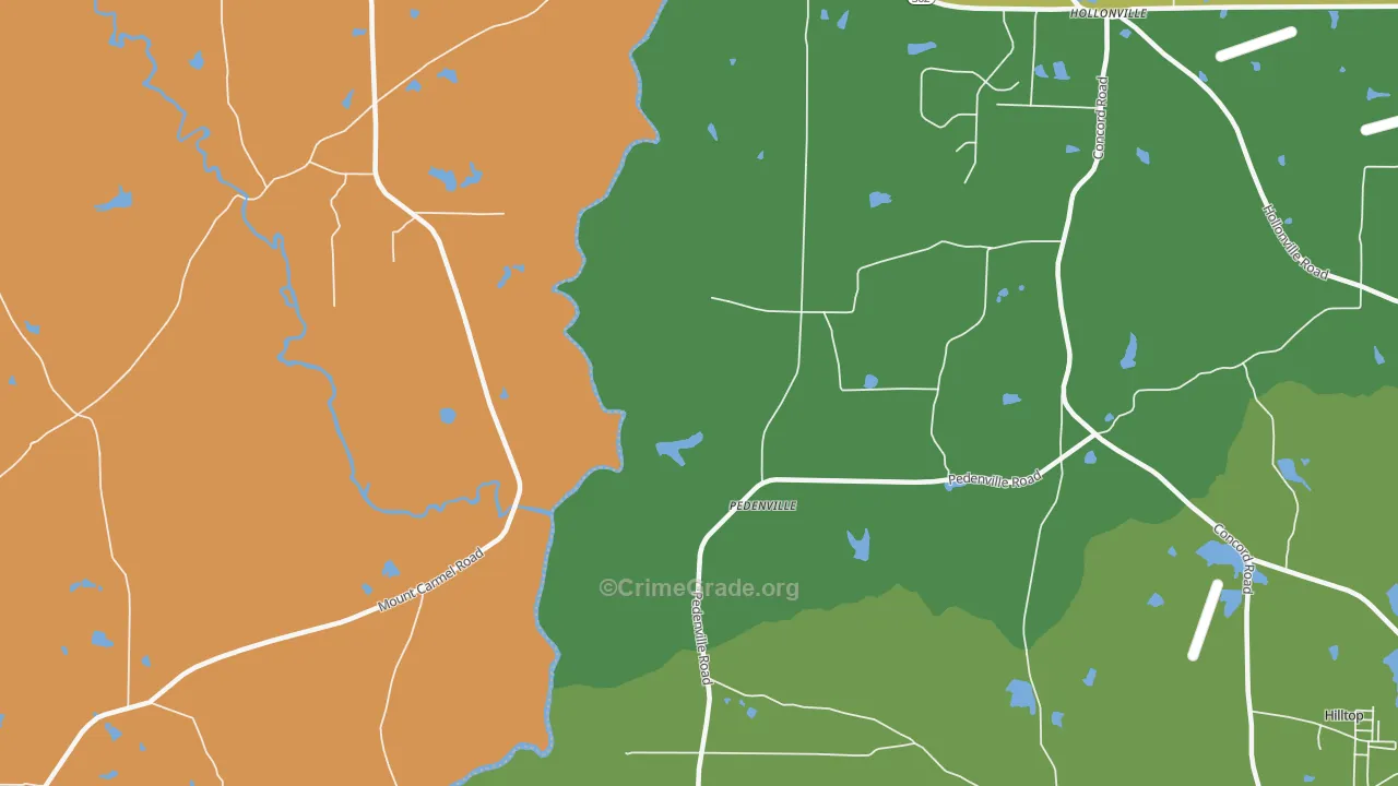 Pedenville, GA Map of Burglary Rates