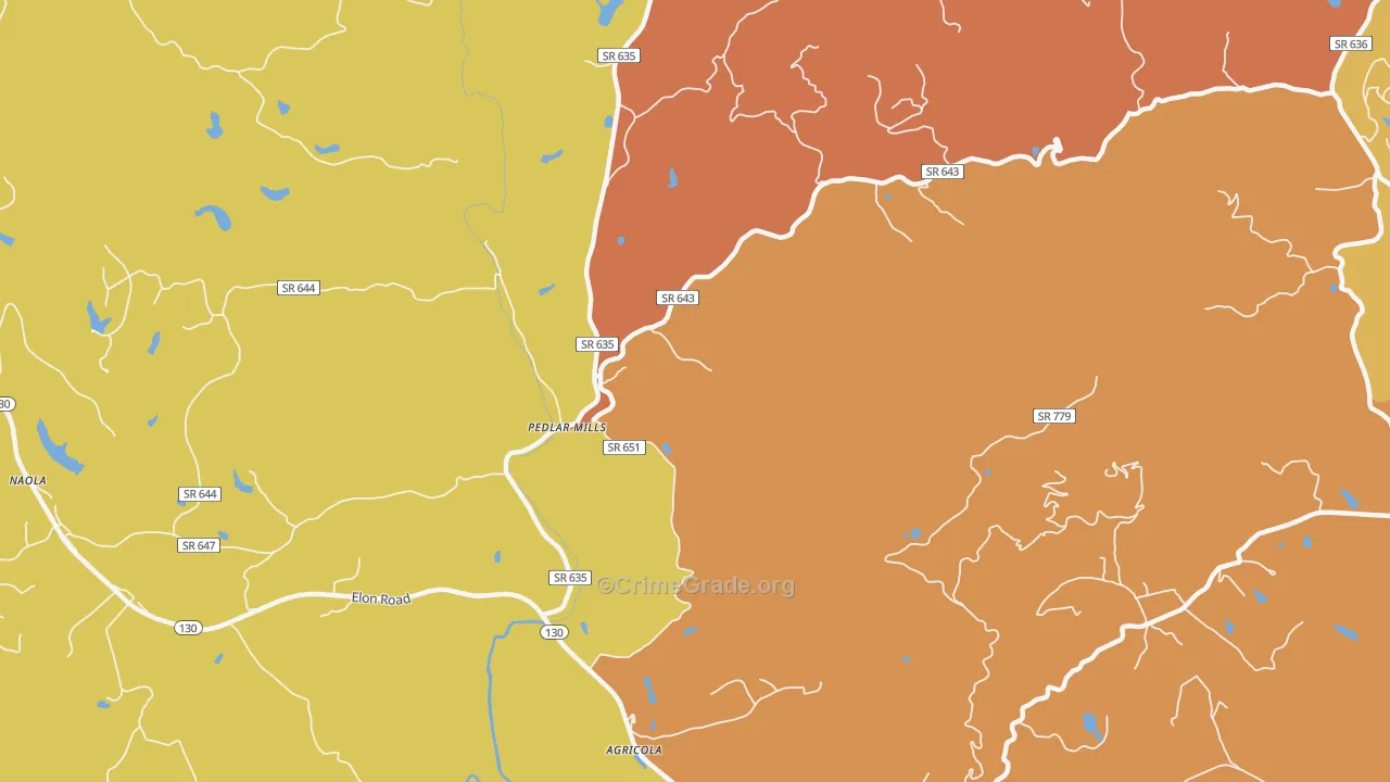 Pedlar Mills, VA Map of Burglary Rates