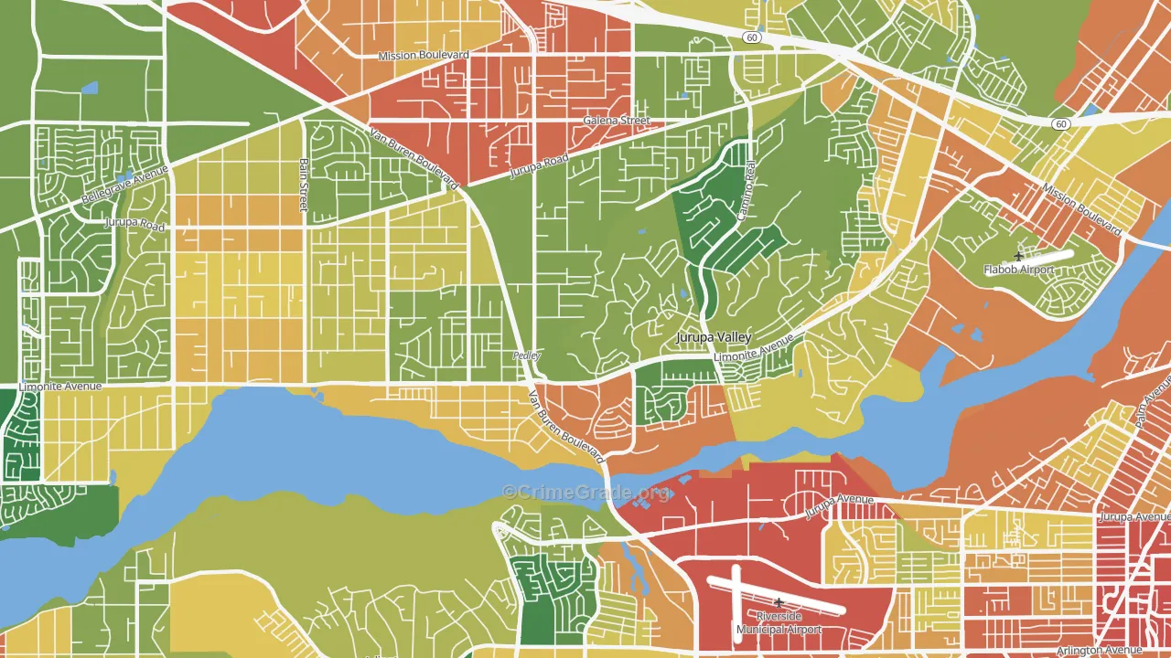 Pedley, CA Map of Burglary Rates