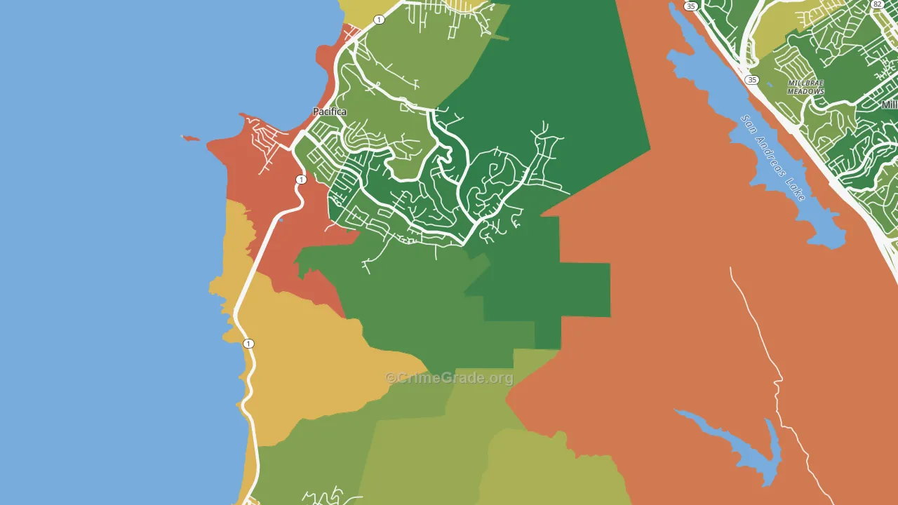 Pedro Valley, CA Map of Burglary Rates