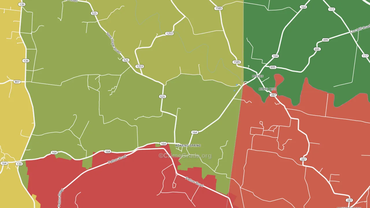 Peedee, KY Map of Burglary Rates