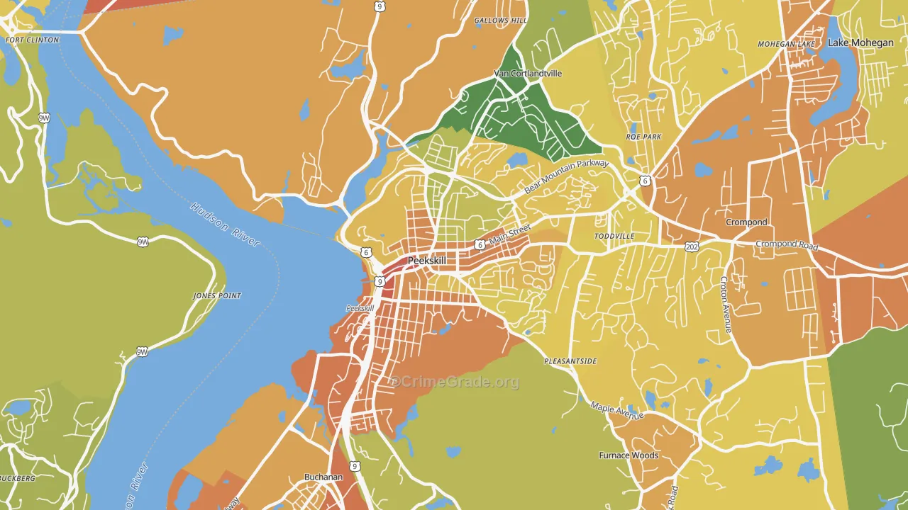 Peekskill, NY Map of Burglary Rates