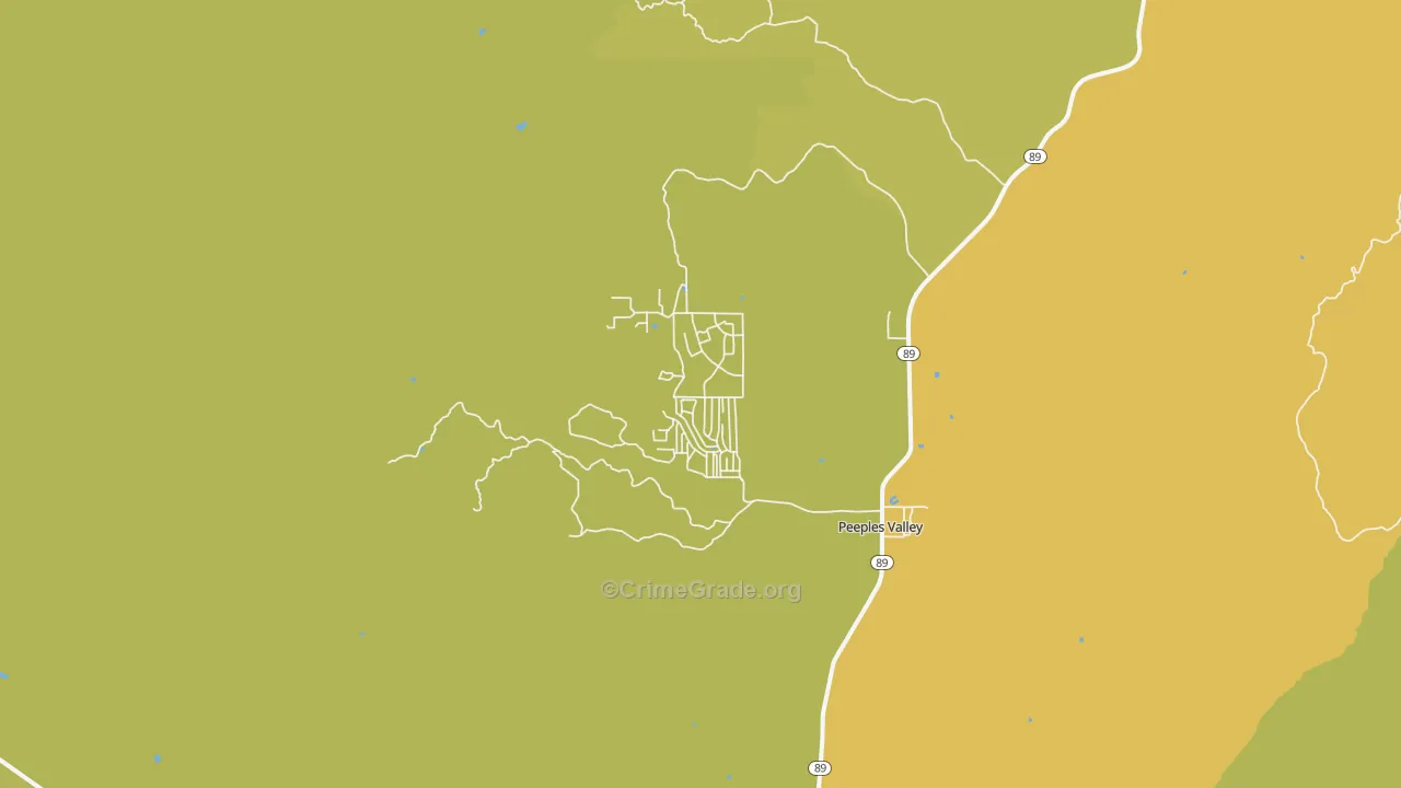 Peeples Valley, AZ Map of Burglary Rates