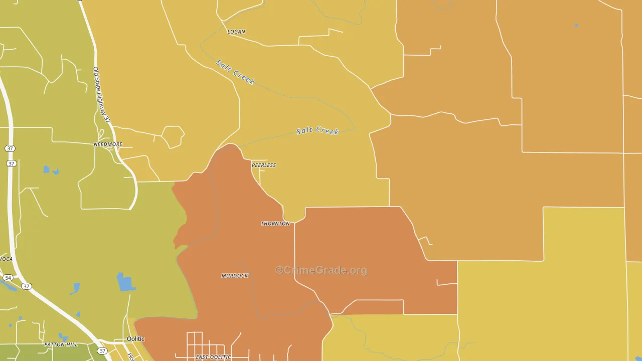 Peerless, IN Map of Burglary Rates