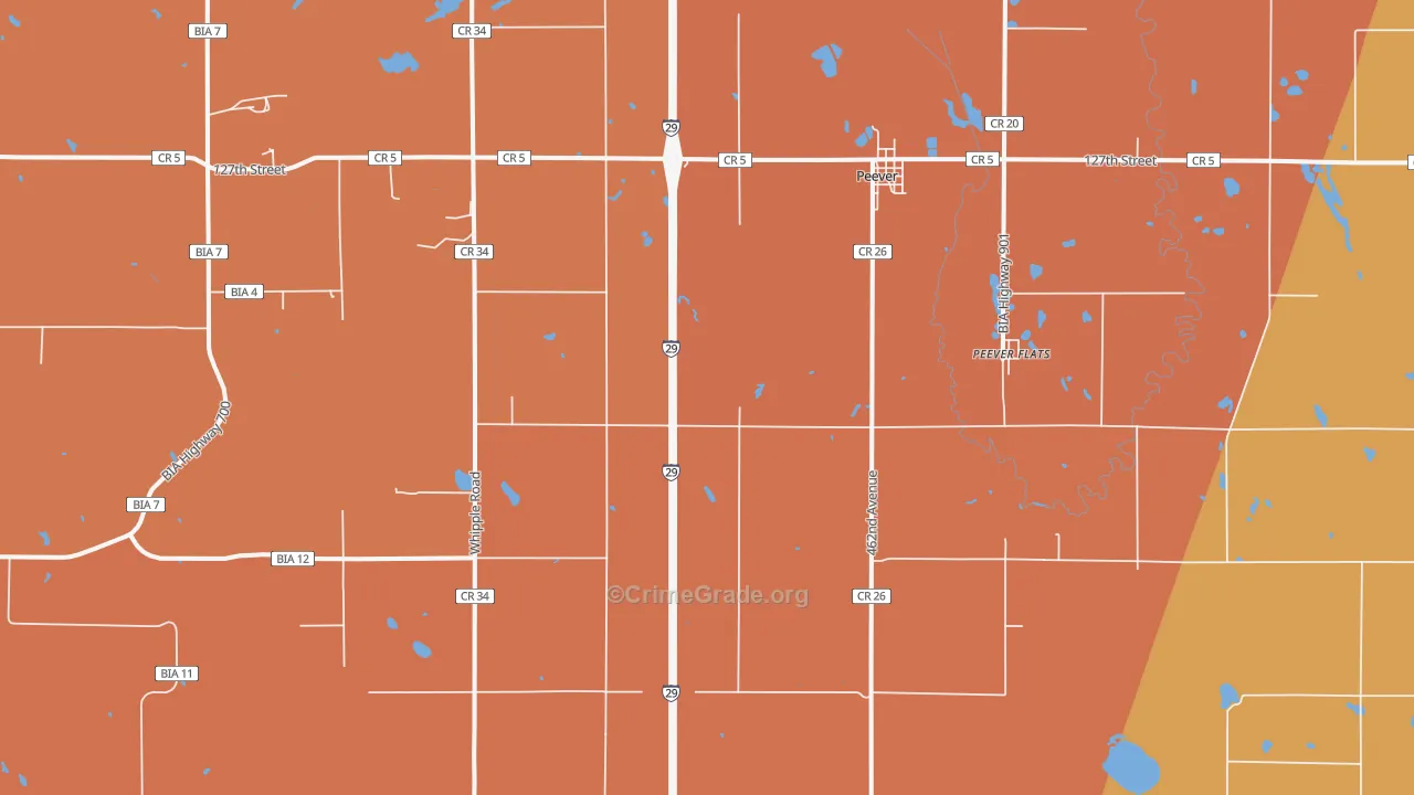 Peever, SD Map of Burglary Rates