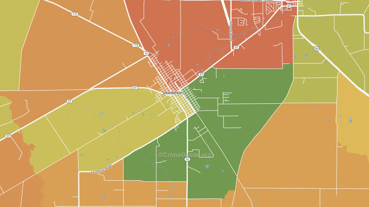 Peggy, TX Map of Burglary Rates