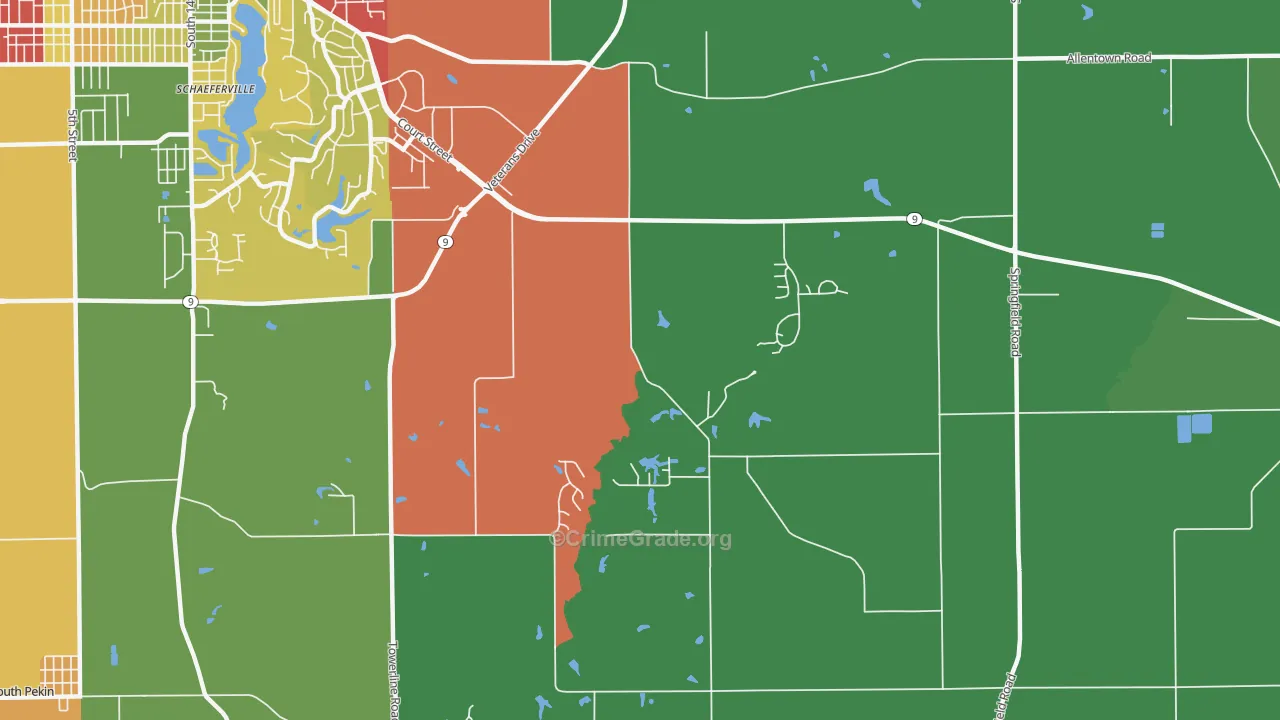 Pekin Heights, IL Map of Burglary Rates