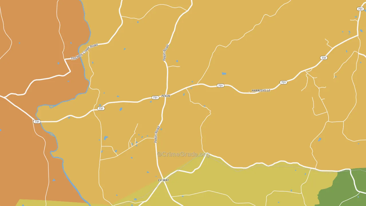 Pekin, NC Map of Burglary Rates