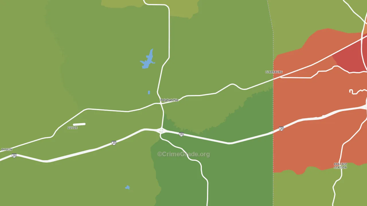 Pelahatchie, MS Map of Burglary Rates