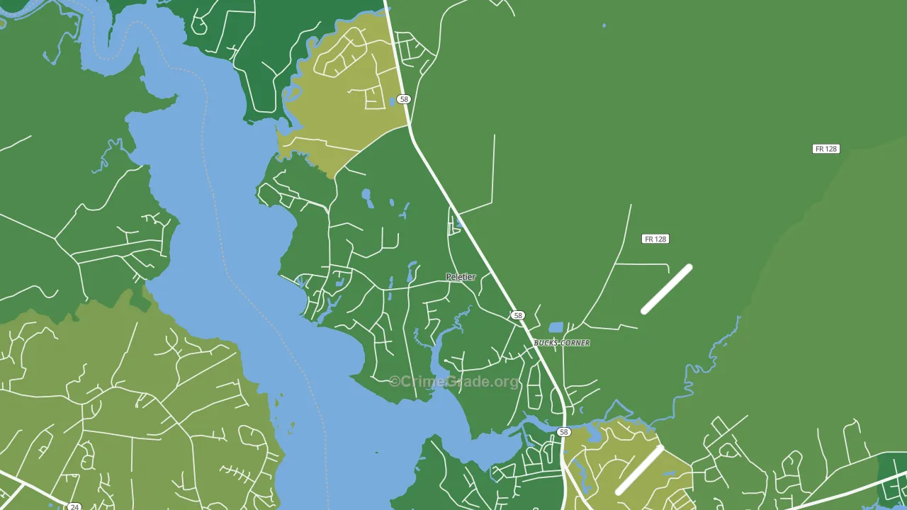 Peletier, NC Map of Burglary Rates