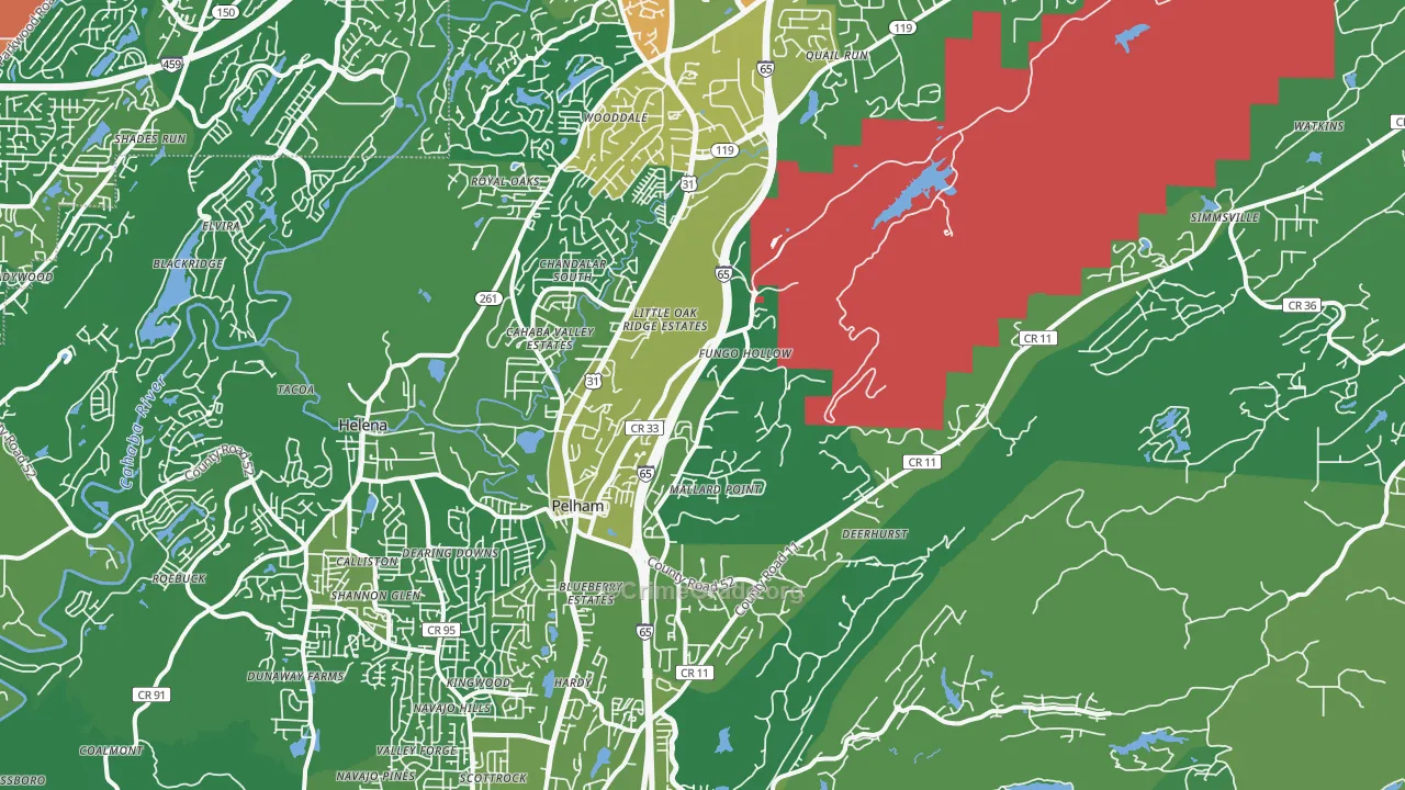 Pelham, AL Map of Burglary Rates