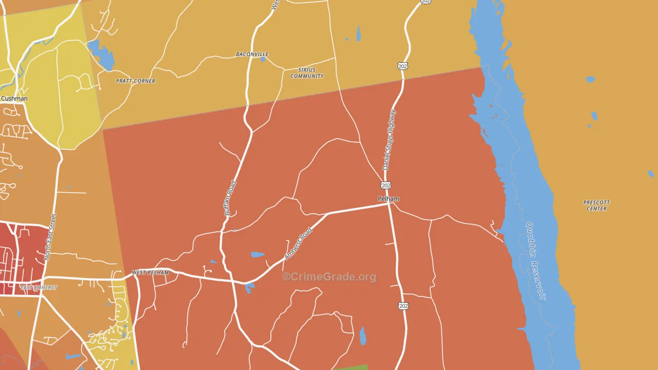 Pelham, MA Map of Burglary Rates