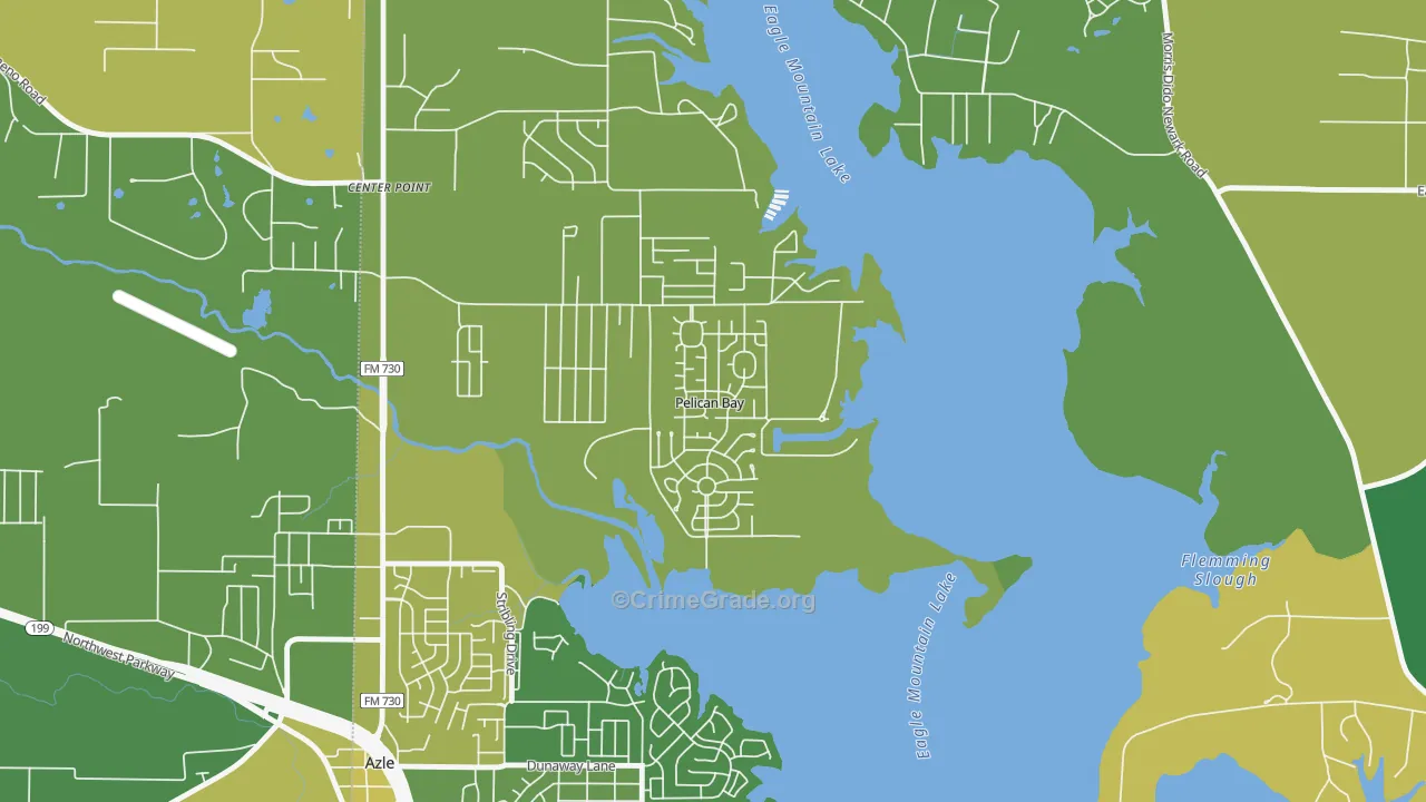 Pelican Bay, TX Map of Burglary Rates