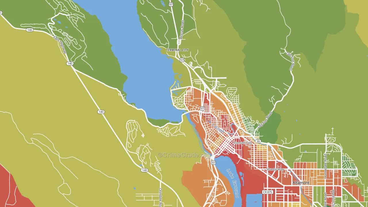 Pelican City, OR Map of Burglary Rates