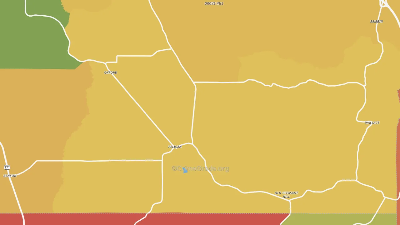 Pelican, LA Map of Burglary Rates
