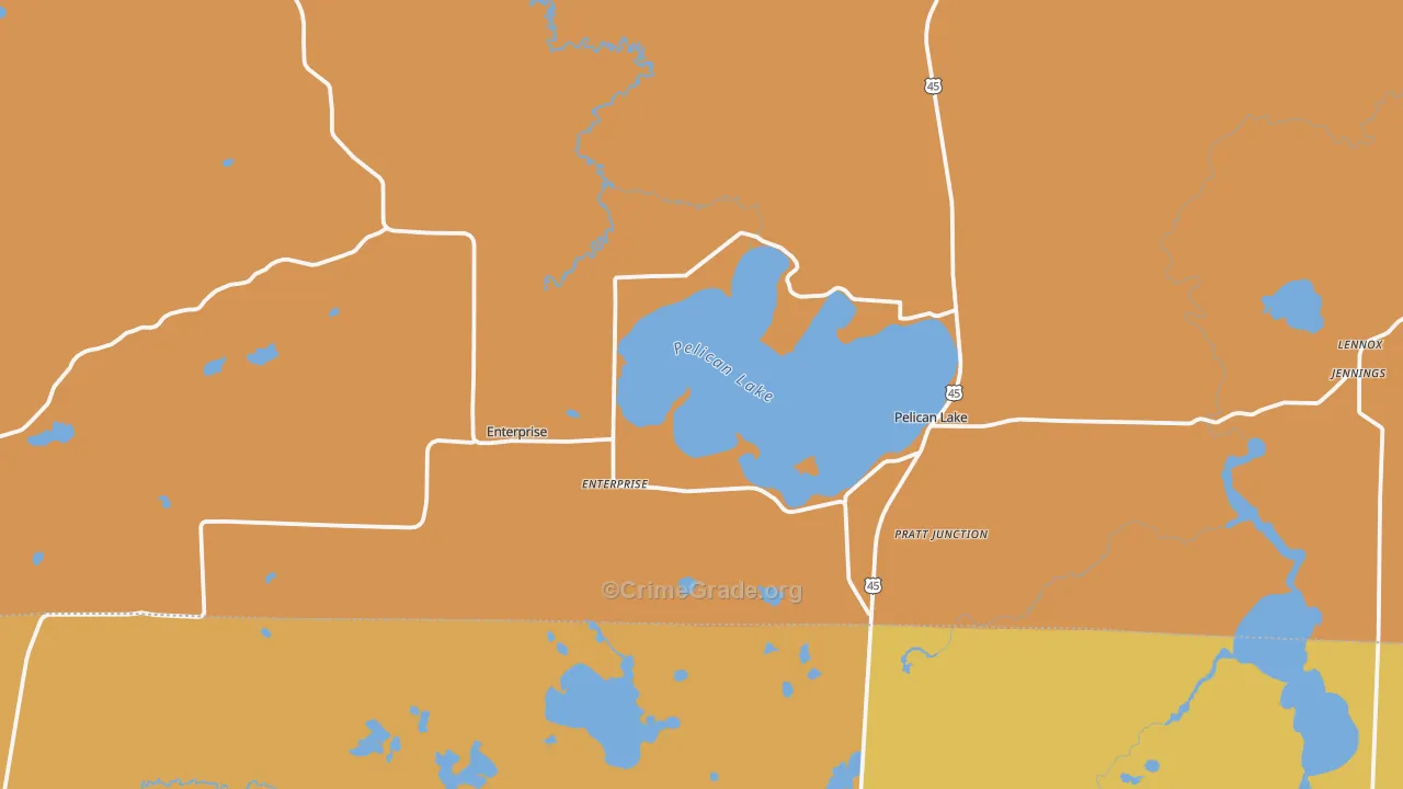 Pelican Lake, WI Map of Burglary Rates