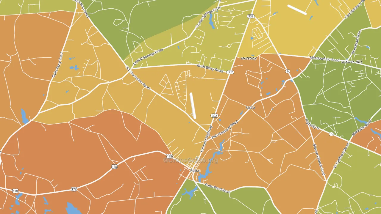 Pelion, SC Map of Burglary Rates