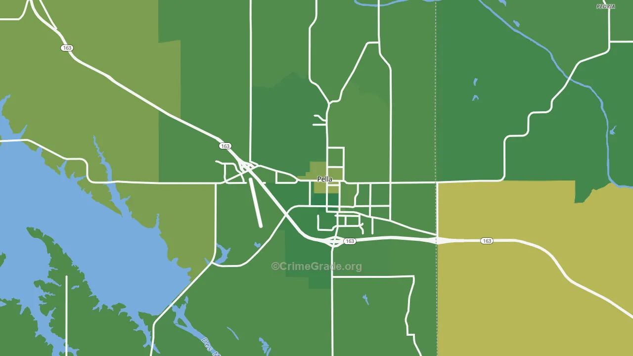 Pella, IA Map of Burglary Rates