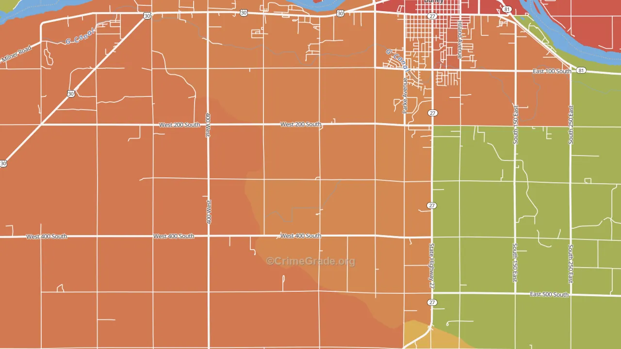 Pella, ID Map of Burglary Rates
