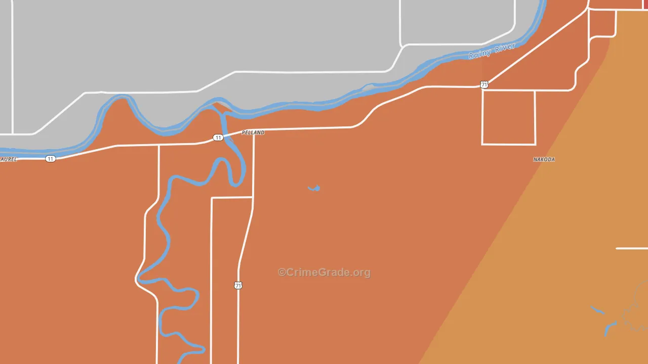 Pelland, MN Map of Burglary Rates