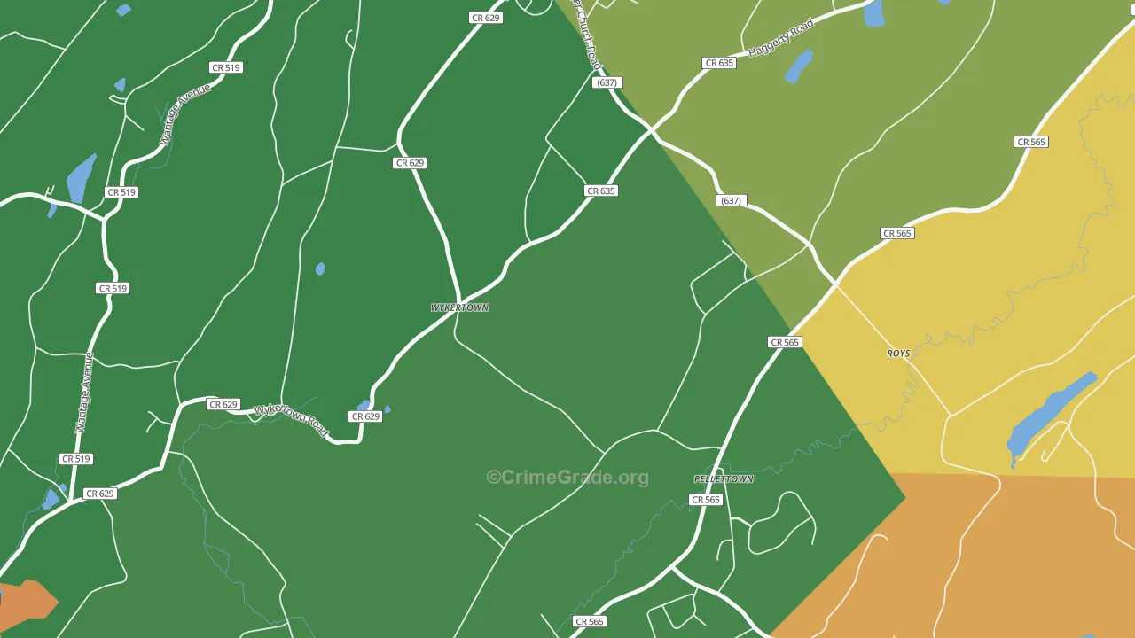 Pellettown, NJ Map of Burglary Rates