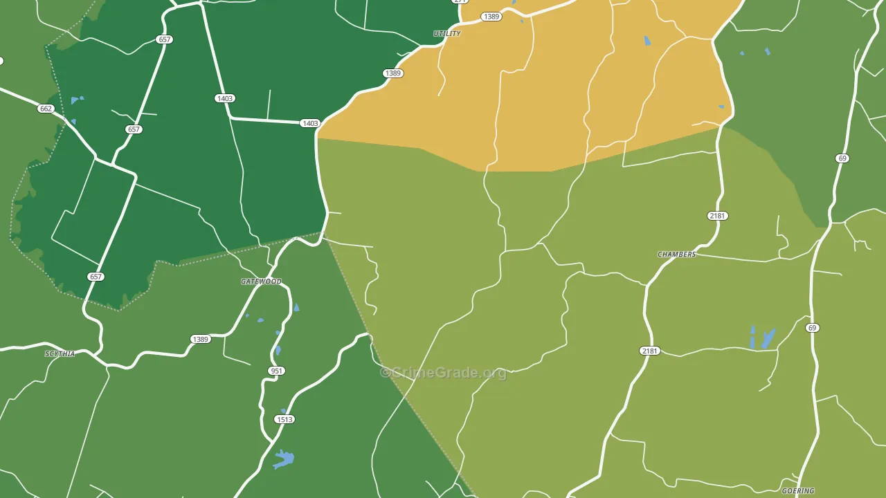Pellville, KY Map of Burglary Rates